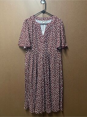 NWT- Boden Maddie Trim Jersey Dress Burgundy Red Polka Dot Flowy Maxi Dress 12P